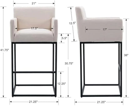 Modern Counter Height Bar Stools with Back (Set of 2)