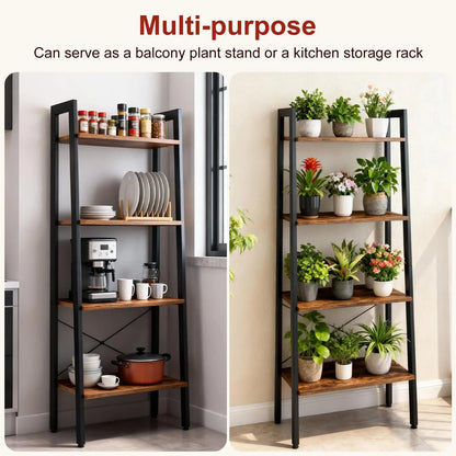 JHK 4-Tier Display Bookshelf Wooden Storage Standing Shelf Stable Frame Graduated Shelves for Organized Display for Living Room