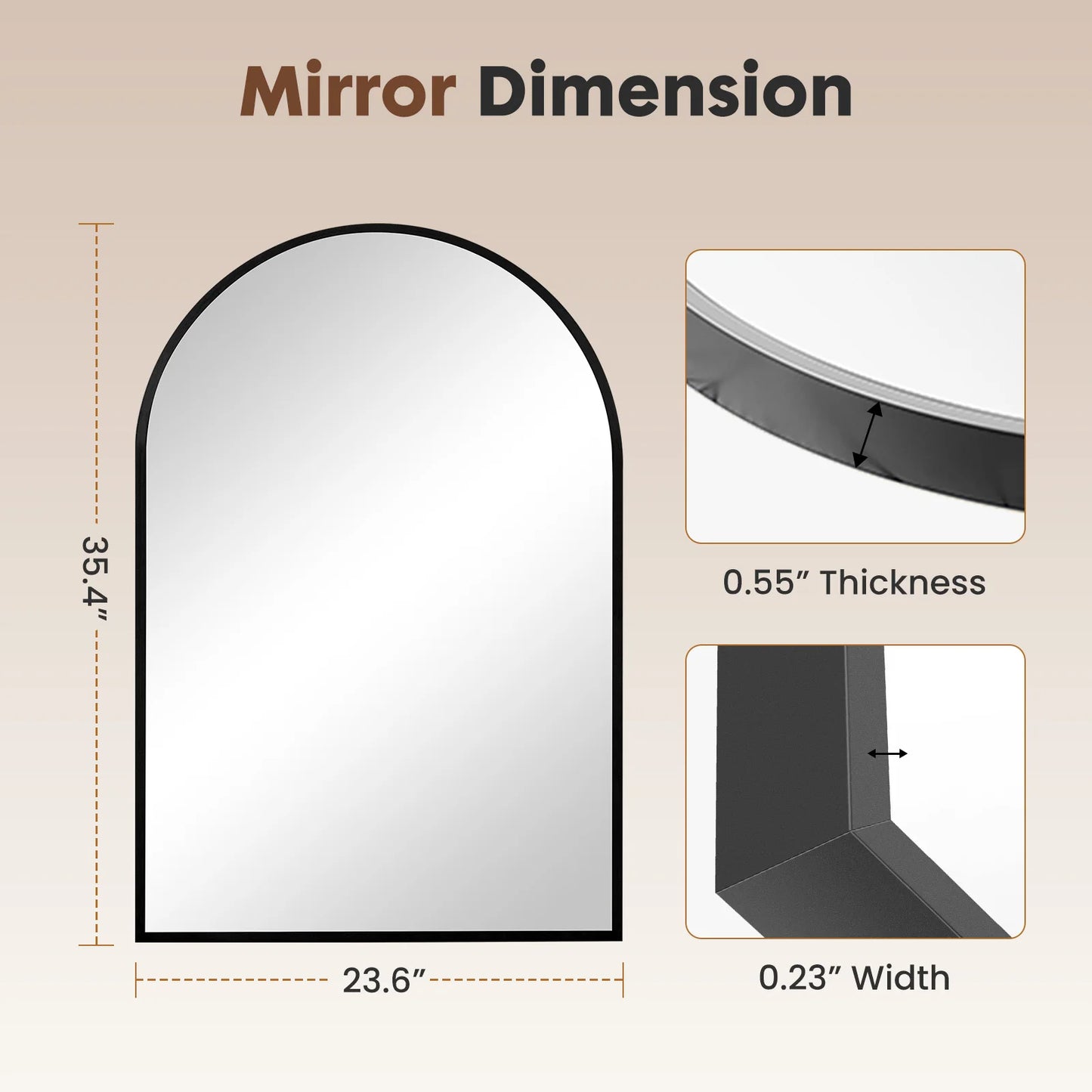 Modern Arched Metal Wall Mirror