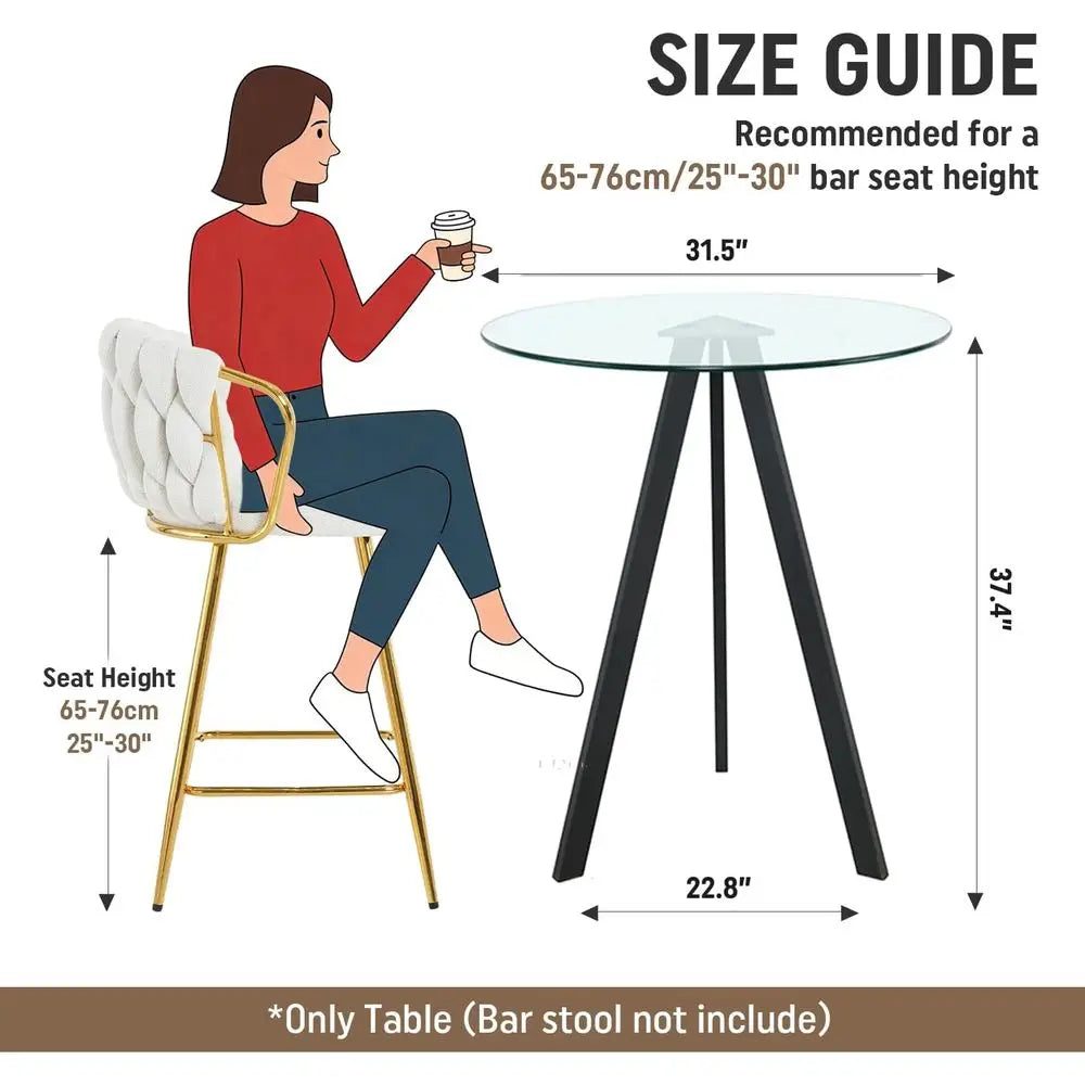 Round Glass Bar Table with Metal Base
