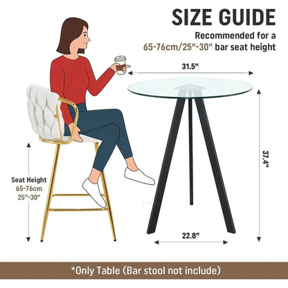 Round Glass Bar Table with Metal Base