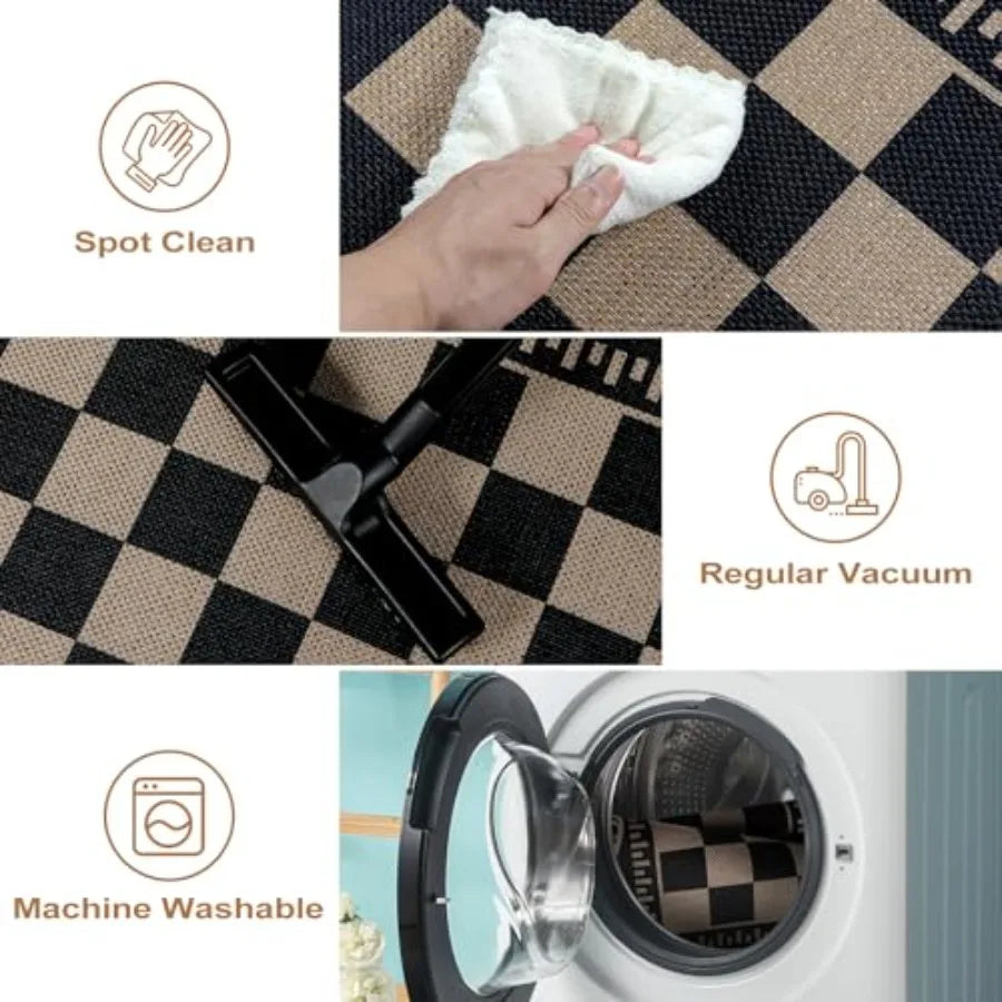 Checkered Washable Entryway Rug, 2' x 3'