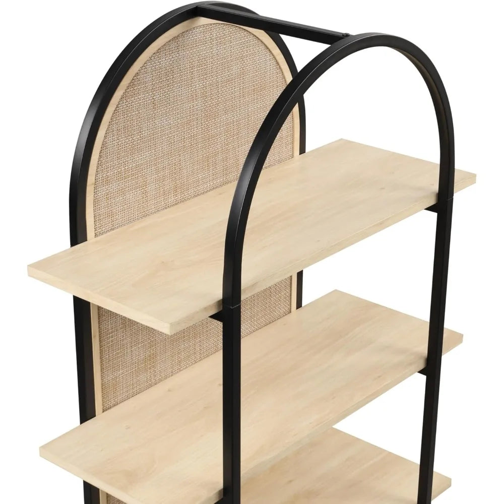 Nathan James Amara Arched Bookshelf With Rattan Detail