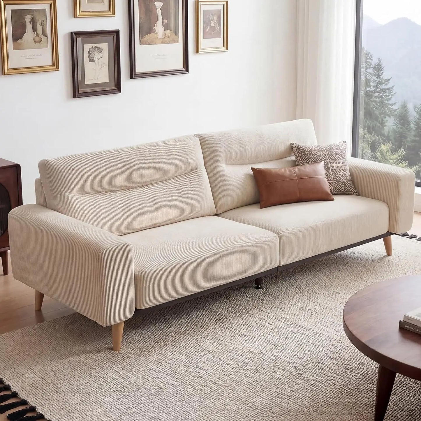 Modern Corduroy Upholstered Loveseat