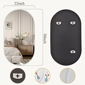 Oval Silver Wall Mirror with Modern Frame