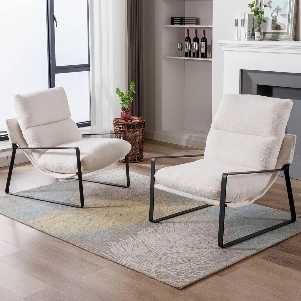 Modern Sherpa Accent Chair with Metal Frame