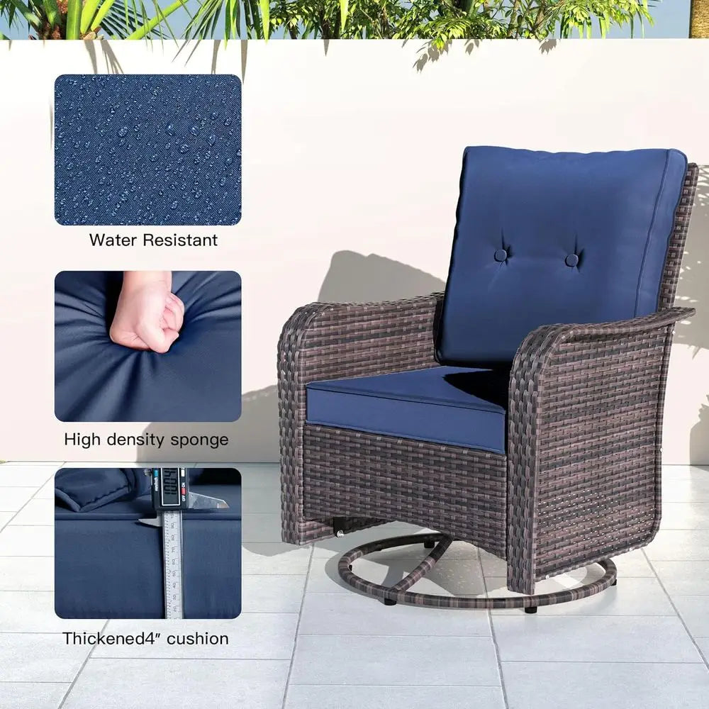 Luxury Modular Patio Set With Swivel Chairs And Fire Pit