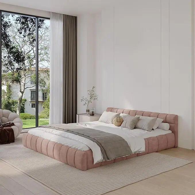 California King Chenille Platform Bed