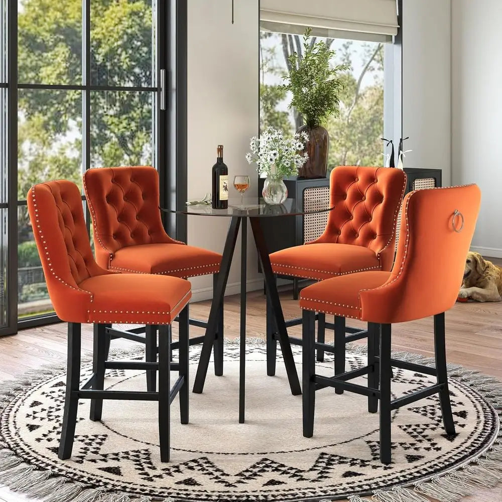 Round Glass Bar Table with Metal Base