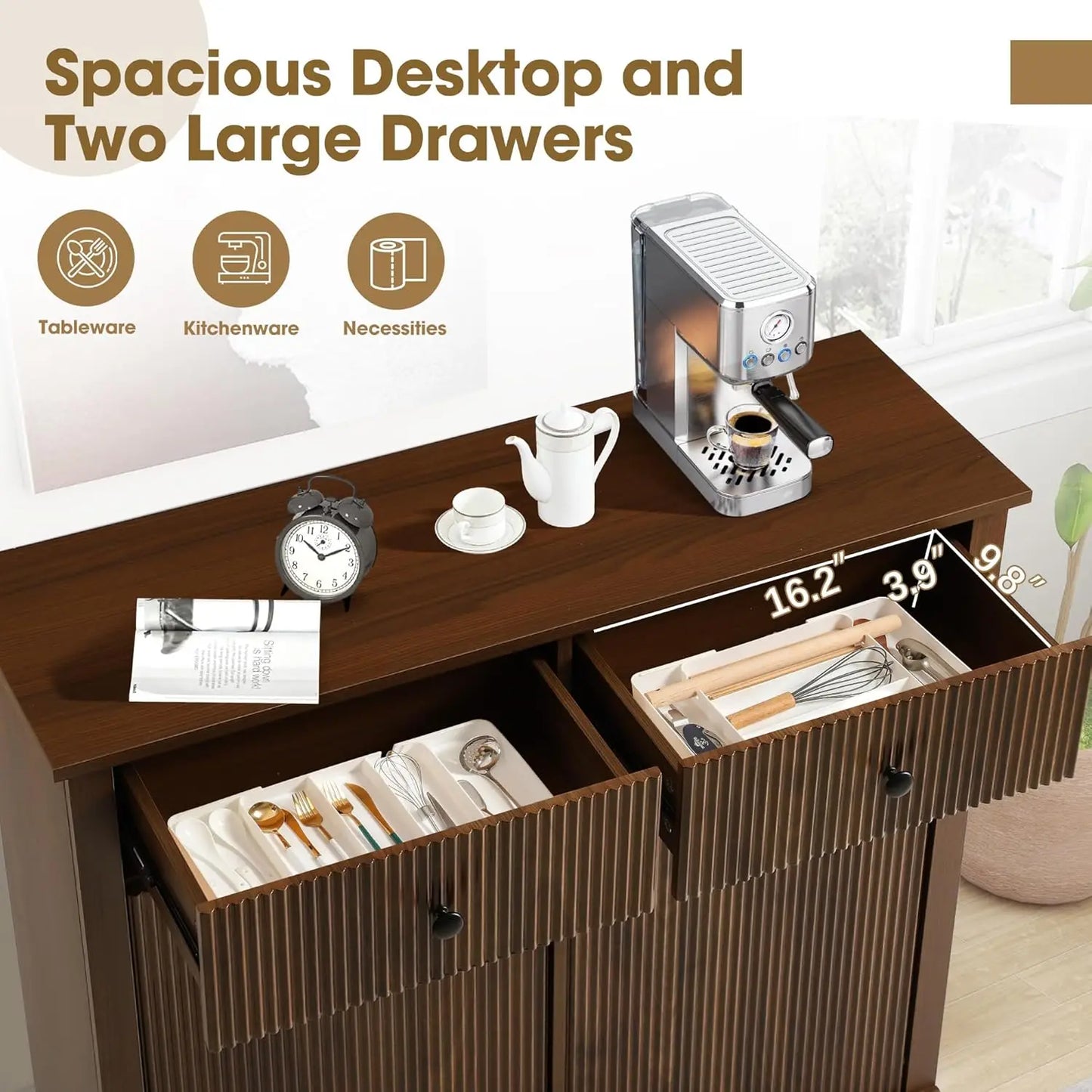 Modern Fluted Tilt-Out Laundry Cabinet