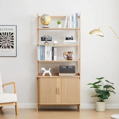 Mid-Century Bookcase with Sliding Door Storage