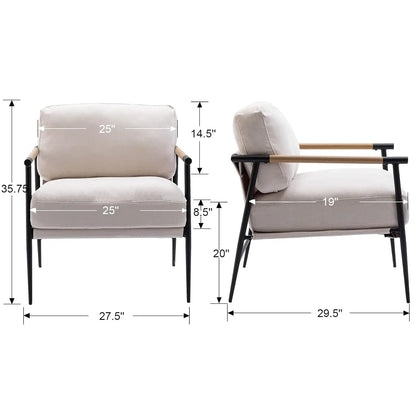 Modern Accent Arm Chair with Cushioned Comfort - Set of 2