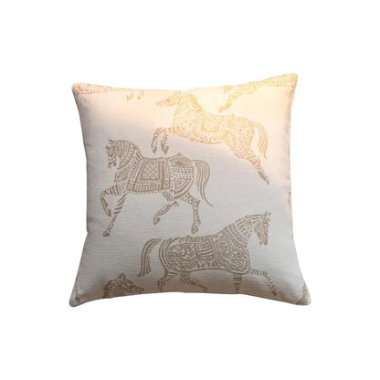 Modern Chenille Horse Pattern Decorative Pillow Cover