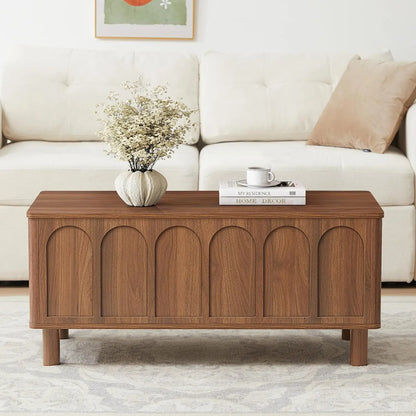 Arched Lift-Top Coffee Table with Hidden Storage