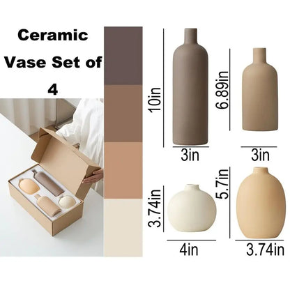 Ceramic Vase Set with Sculptural Modern Silhouettes - Set of 4