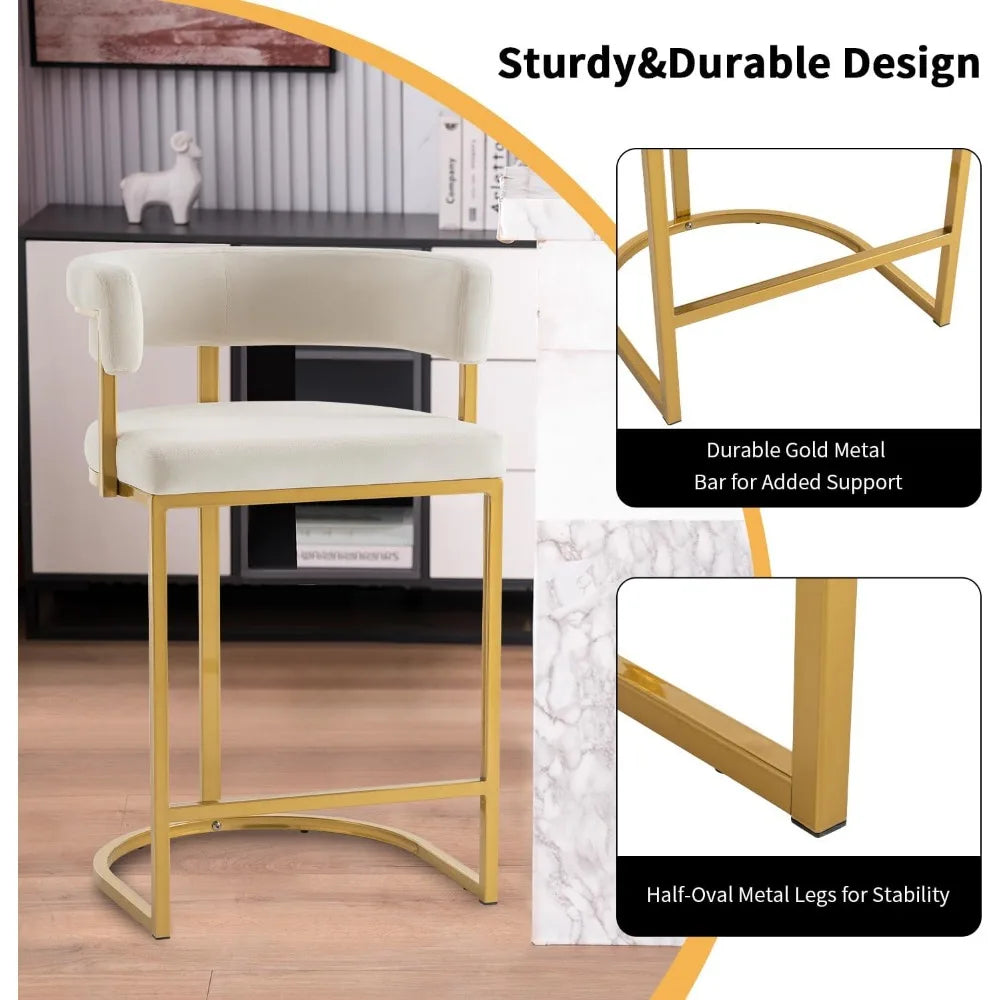 Velvet Barrel Back Bar Stools (Set of 2)