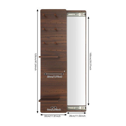 Wall-Mounted Mirror with Adjustable Storage Pegboard