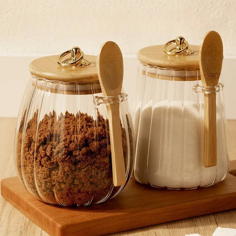Glass Tea & Spice Storage Jars with Airtight Lids