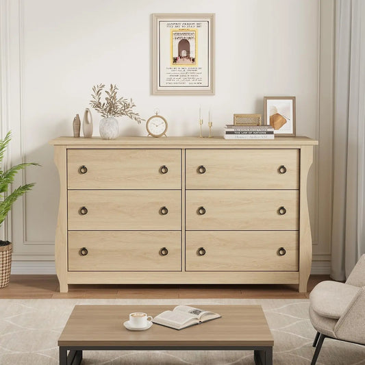 Modern Wood Grain 6-Drawer Dresser