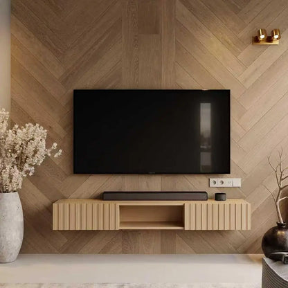 Natural Wood Floating TV Console