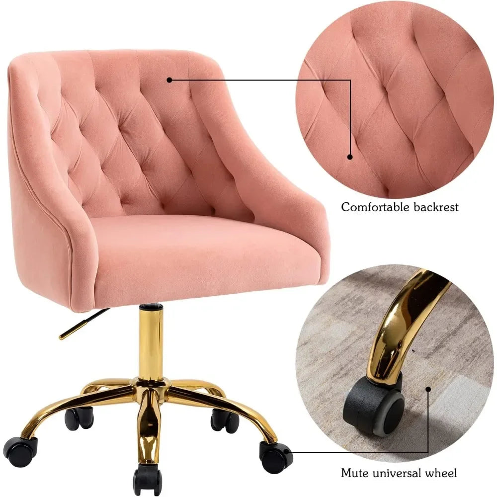 Velvet Swivel Office Chair with Adjustable Height