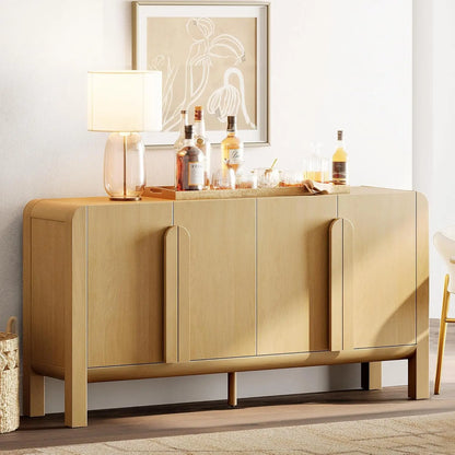 Large Buffet Cabinet with Arched Design and Adjustable Storage