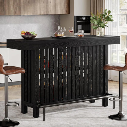 Modern 63” Home Bar Unit With Open Shelf Design