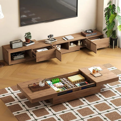 Mid Century Living Room Set with Lift Top Coffee Table and TV Stand