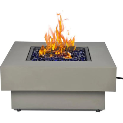 Modern Flint Gray Fire Table with Lid