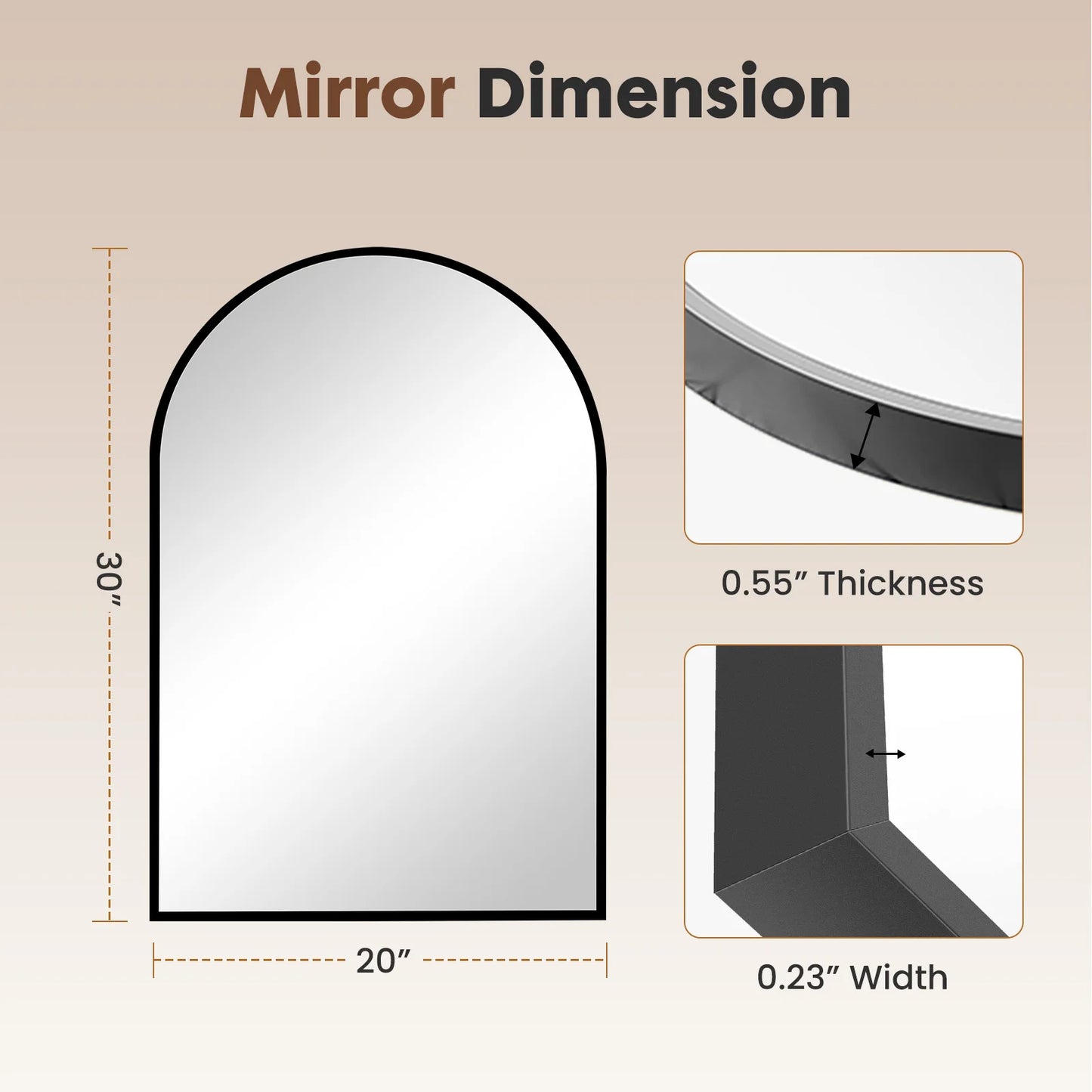 Modern Arched Metal Wall Mirror