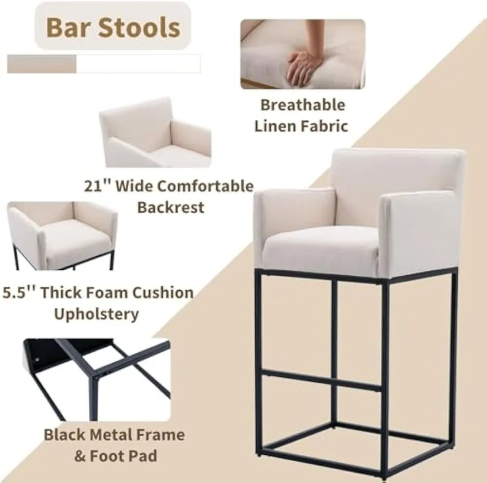 Modern Counter Height Bar Stools with Back (Set of 2)
