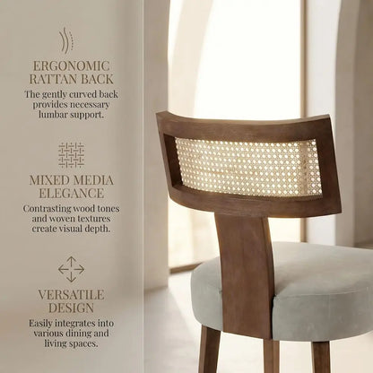 Modern Rattan Dining Chairs, Set of Two