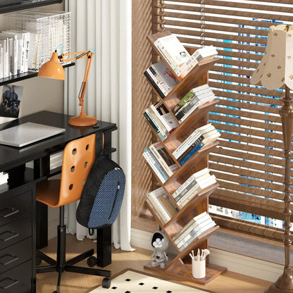 Tree Bookshelf with Space-Saving Vertical Design