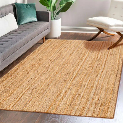 Handwoven Jute Area Rug with Braided Texture