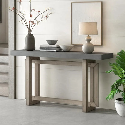 Modern Concrete-Top Console Table With Minimalist Design