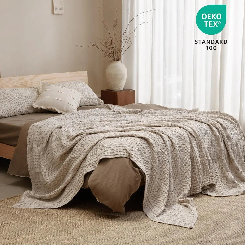 King Size Cotton Waffle Weave Blanket