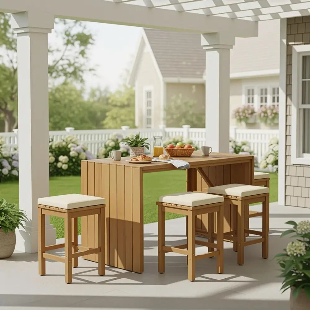 Acacia Outdoor Bar Set – 5 Piece Patio Collection