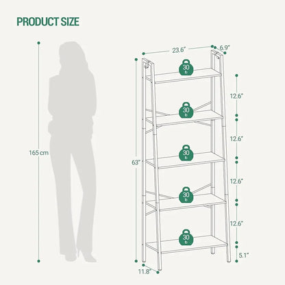 Industrial Ladder Shelf with Hooks and Storage
