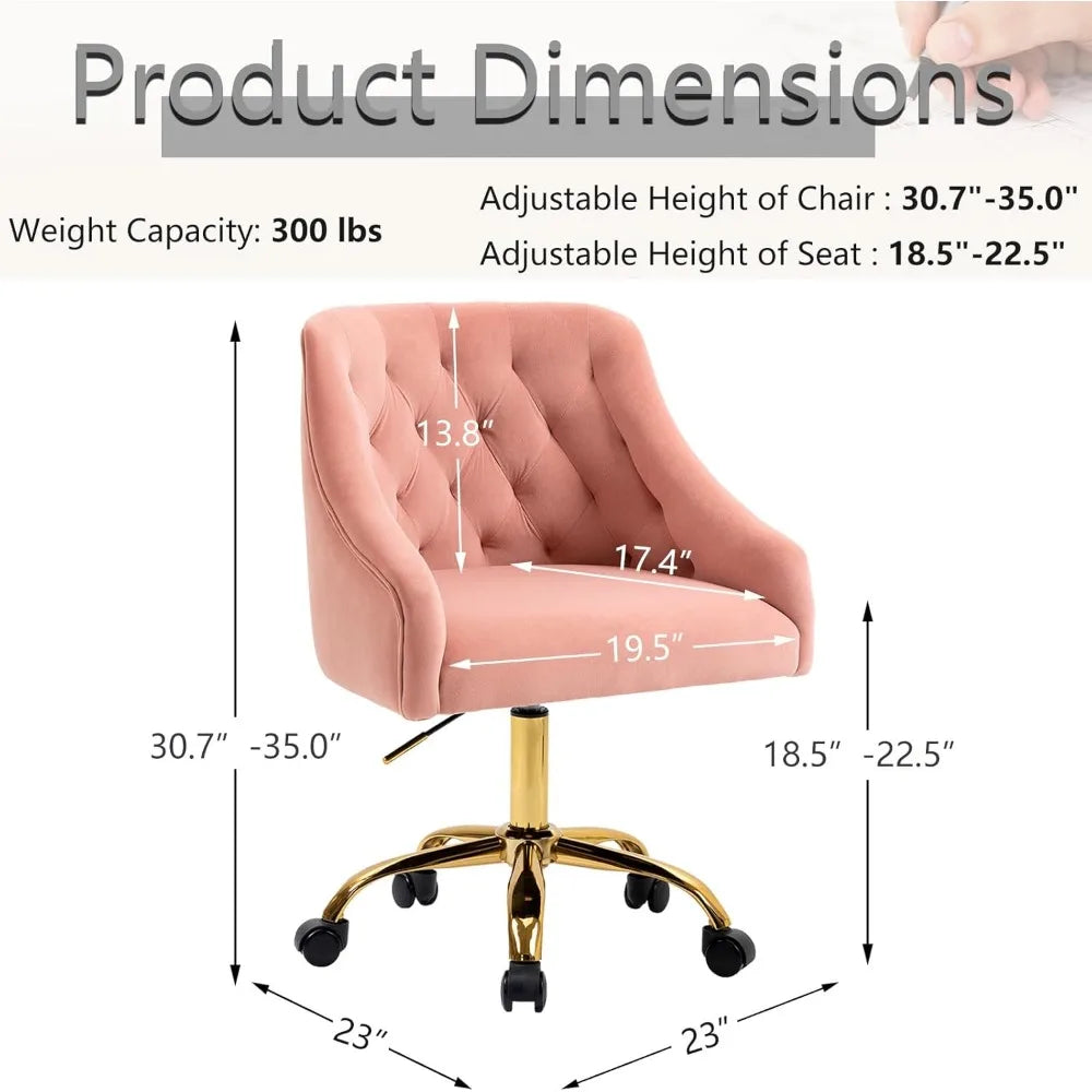 Velvet Swivel Office Chair with Adjustable Height