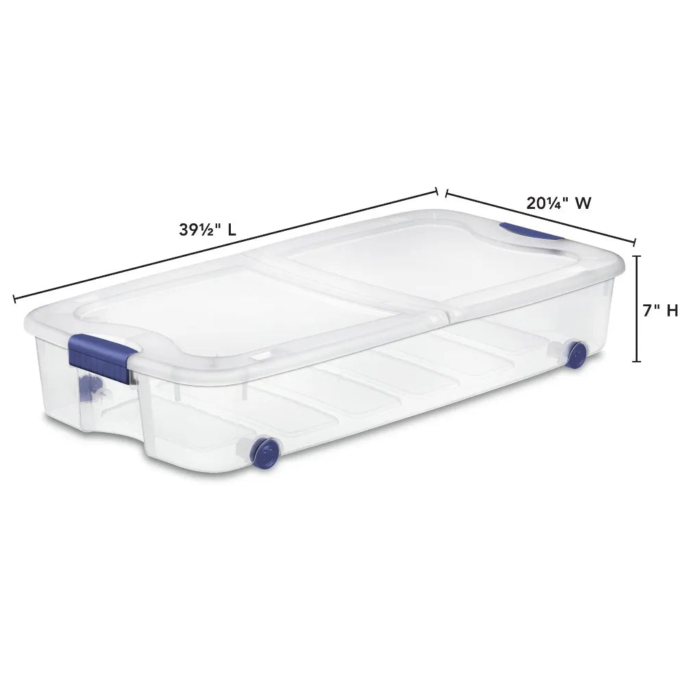 Under-bed Storage Bin with Wheels and Clear Design - 2 pack