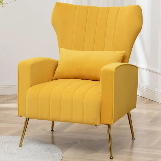 Velvet Wingback Accent Chair With Sculpted Comfort