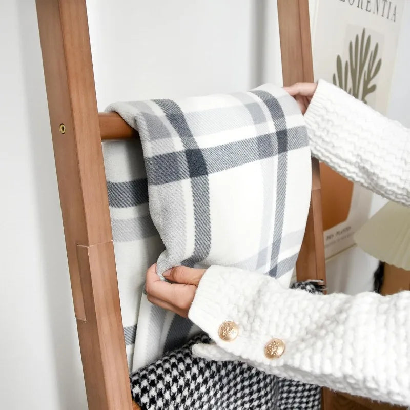 6ft Rustic Wooden Farmhouse Blanket Ladder