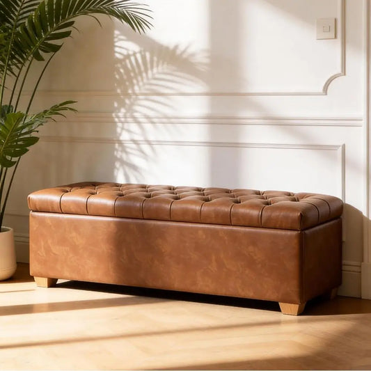 Storage Ottoman Bench for Bedroom & Entryway