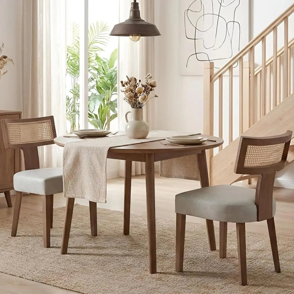 Modern Rattan Dining Chairs, Set of Two