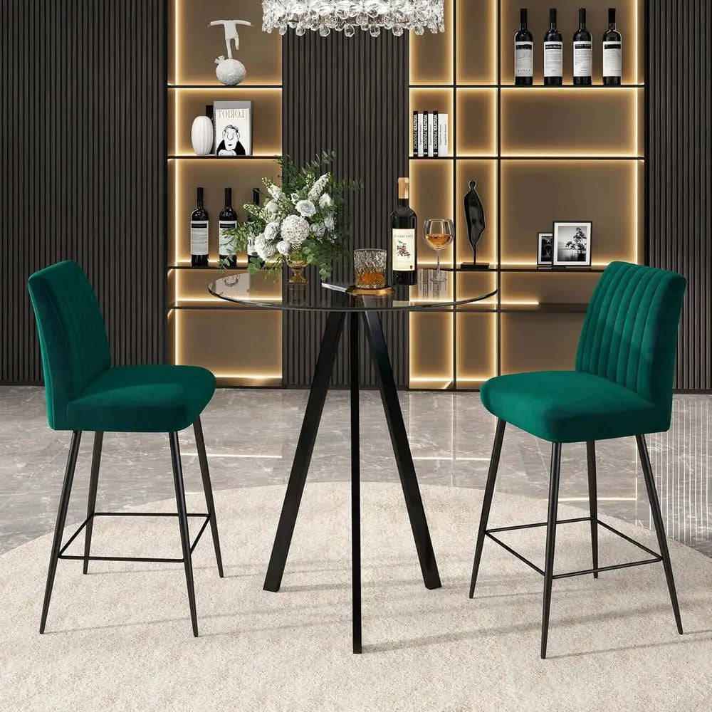 Round Glass Bar Table with Metal Base