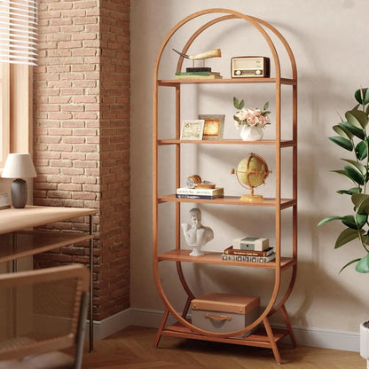 5-Tier Arched Bookcase with Metal Frame