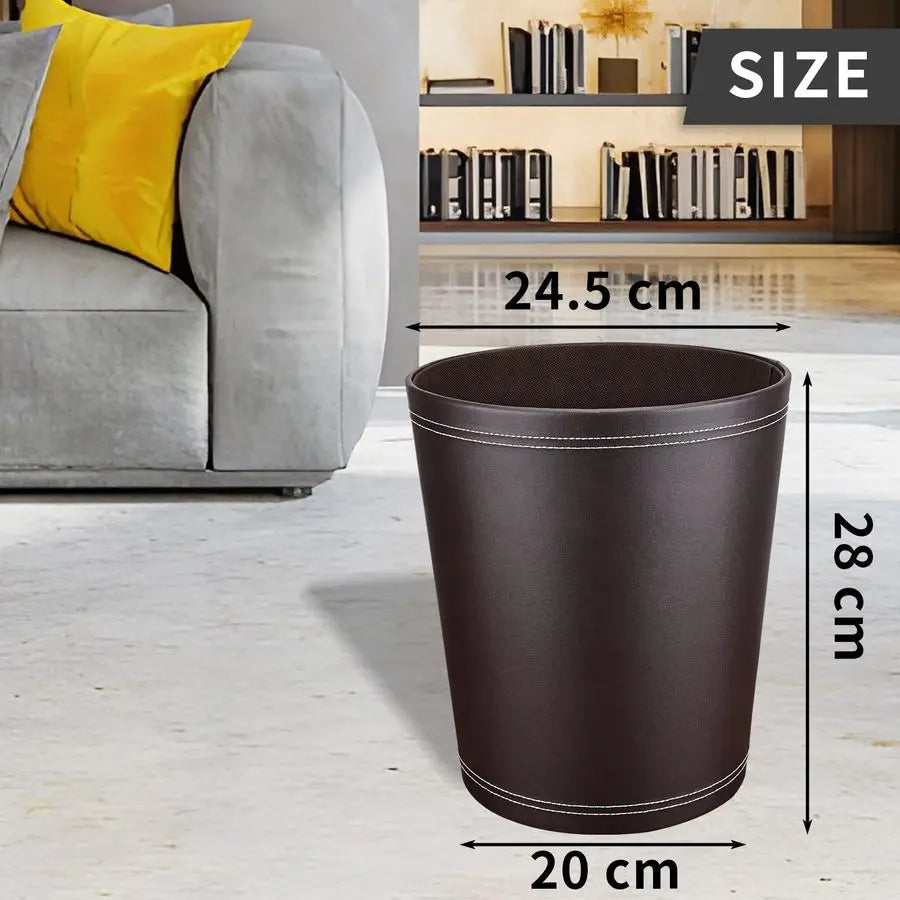 Modern Leather Round Waste Basket