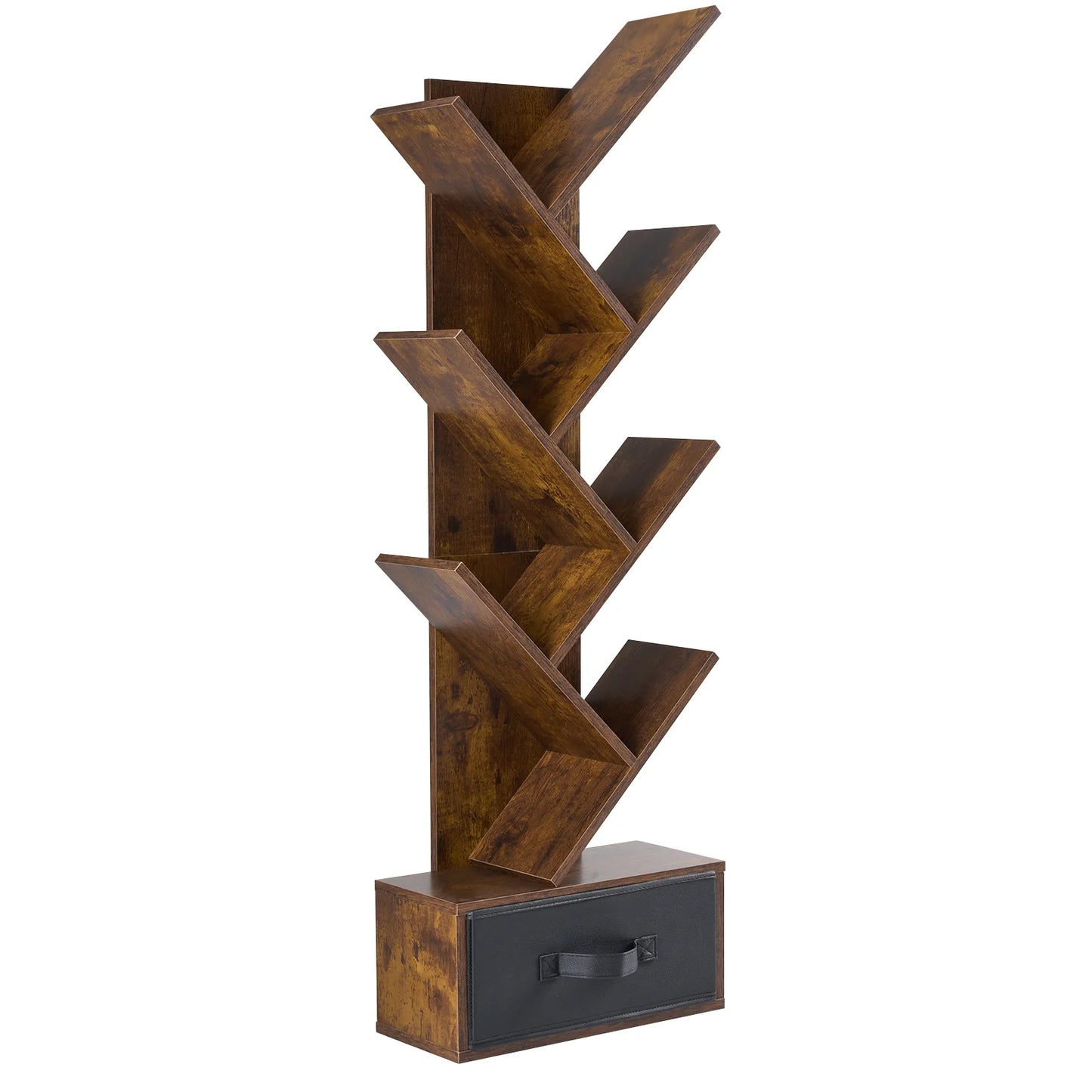 Tree-Shaped Bookcase with Drawer Storage