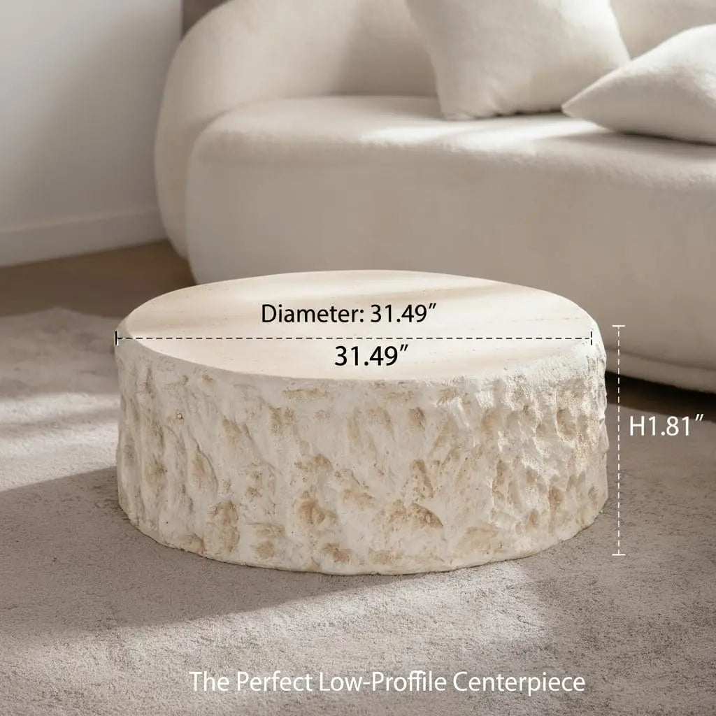 Sculptural Faux Stone Round Coffee Table