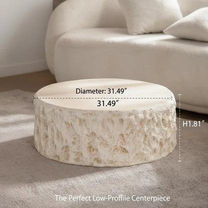 Sculptural Faux Stone Round Coffee Table